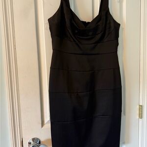 Elegant satin Black Sleeveless Dress